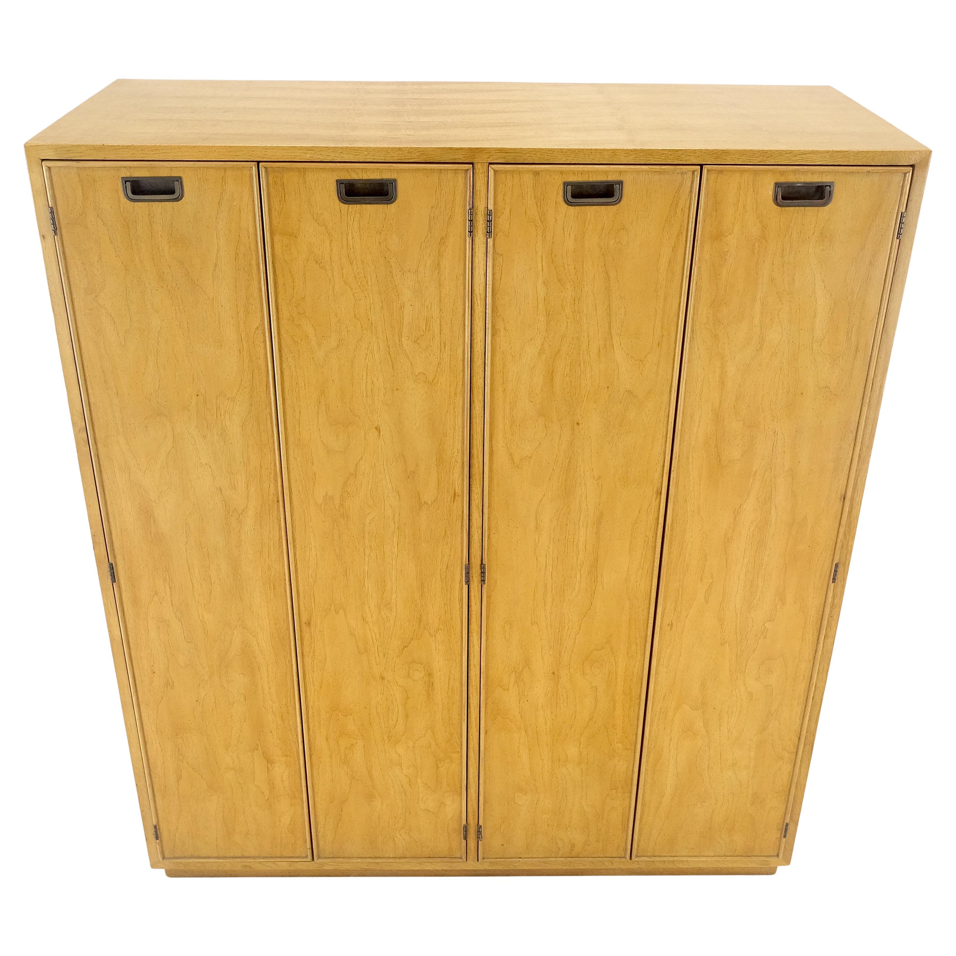 Blond Walnut Side by Side 4 Doors Two Compartment Chest Drawers Dresser MINT !