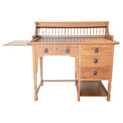 Blonde Arts & Craft Schreibtisch English Antique 1900 Leder Oak Shapland & Petter