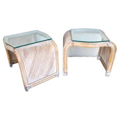 Blonde Bamboo Waterfall Side Tables Set of 2