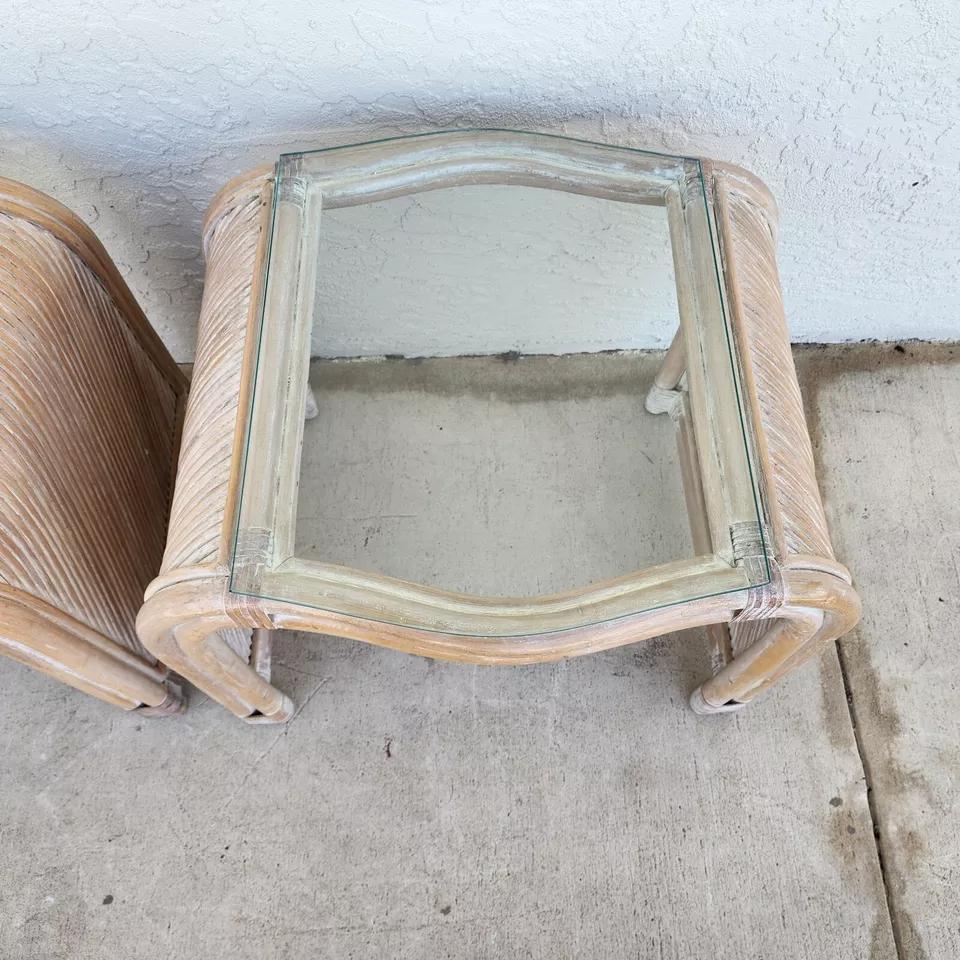 Blonde Bamboo Waterfall Side Tables Set of 2 For Sale 4
