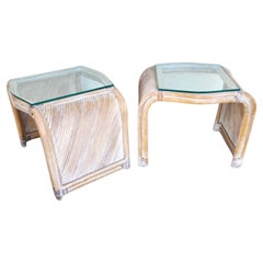 Blonde Bamboo Waterfall Side Tables Set of 2