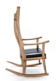 Blonde Brendan Rocking Chair/ Leather Seat