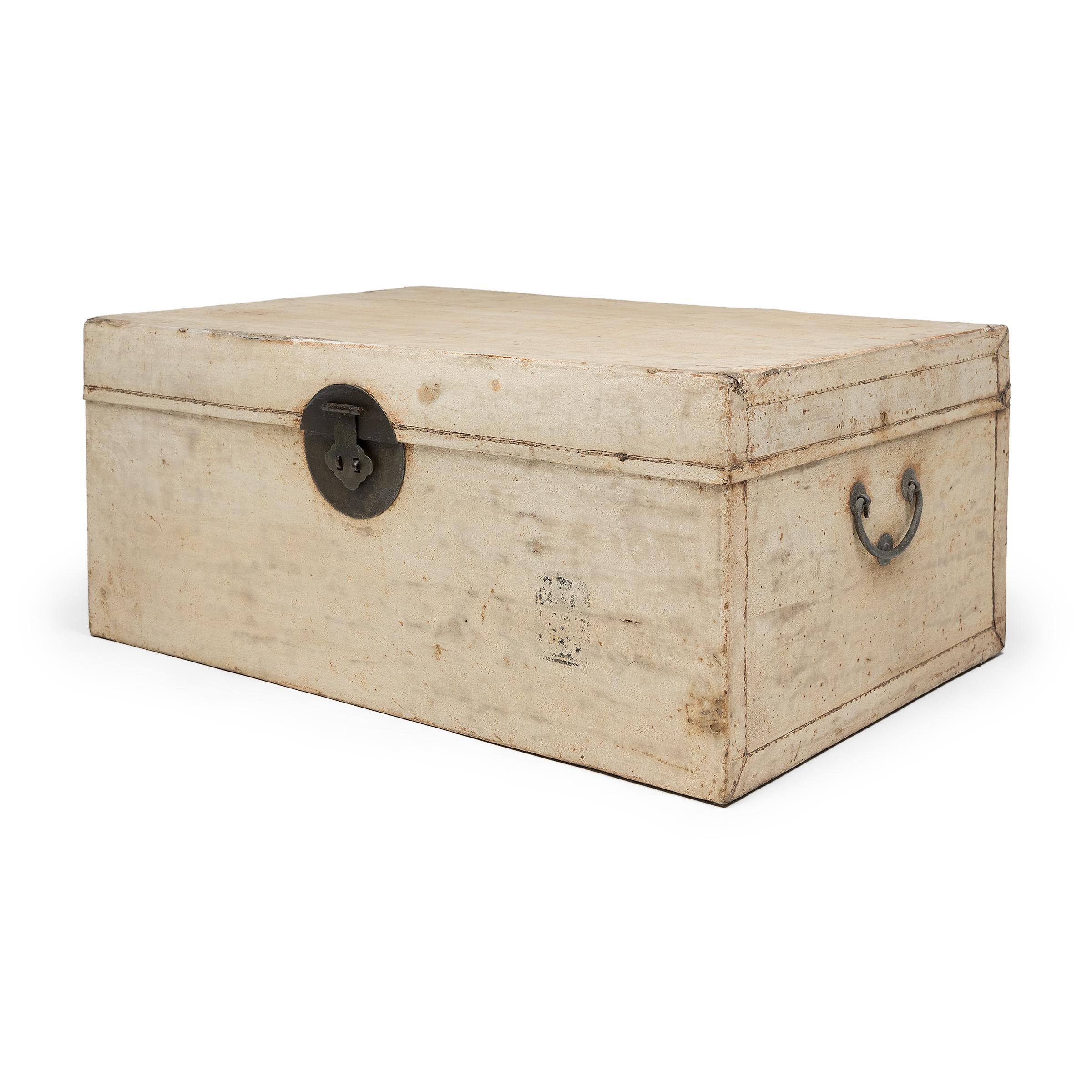Qing Blonde Chinese Hide Storage Trunk, C. 1800 For Sale