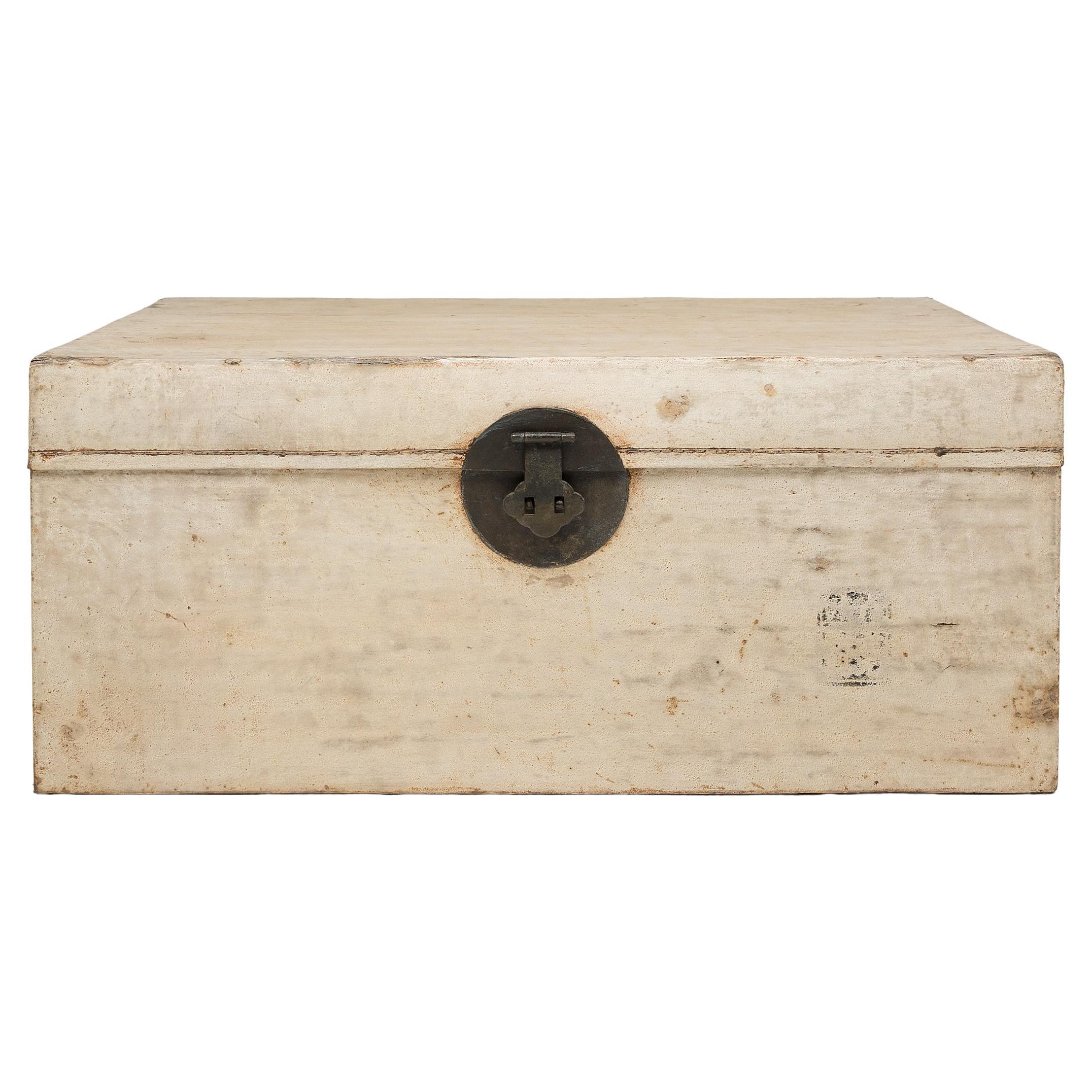 Blonde Chinese Hide Storage Trunk, C. 1800 For Sale