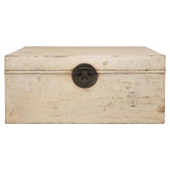 Used Blonde Chinese Hide Storage Trunk, C. 1800