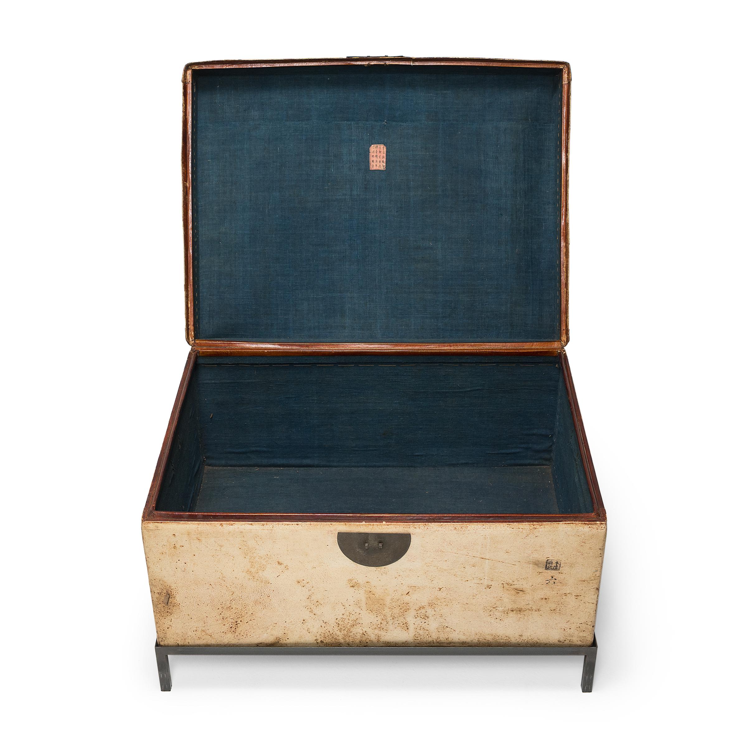 19th Century Blonde Chinese Hide Trunk Table, C. 1800