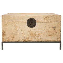 Antique Blonde Chinese Hide Trunk Table, C. 1800