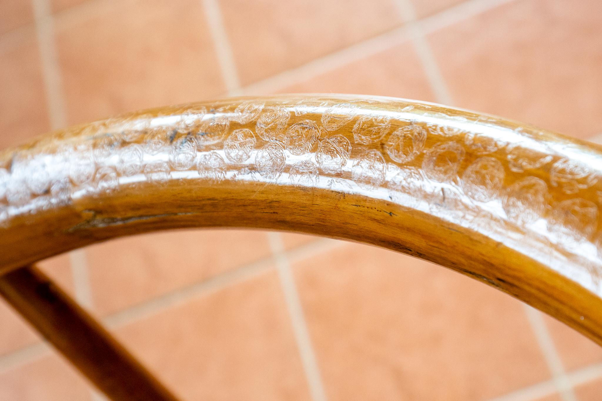Blonde Chinese Horseshoe Armchairs Grand Tutor Oriental Country Antique Thrones For Sale 6