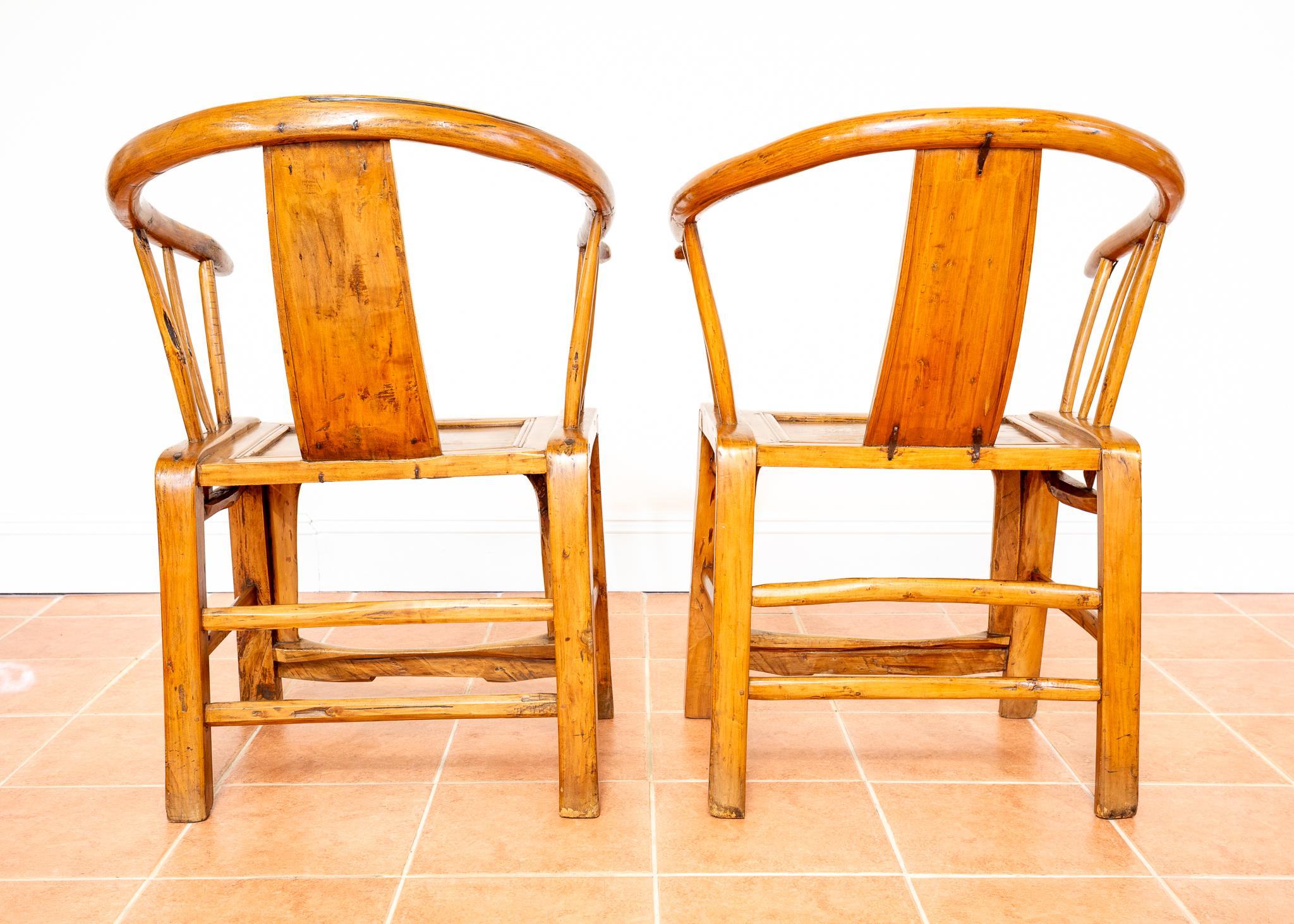 Blonde Chinese Horseshoe Armchairs Grand Tutor Oriental Country Antique Thrones For Sale 8
