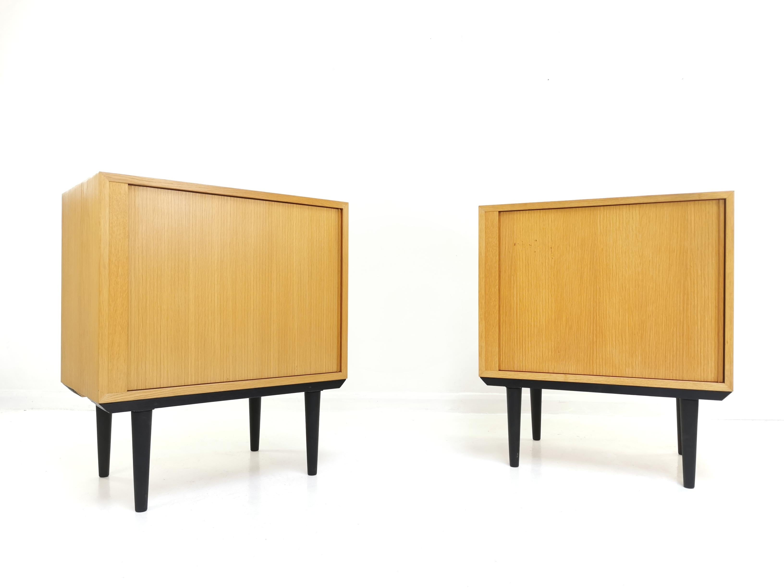 Blonde Danish Hundevad Tambour Cabinets Midcentury Vintage 3