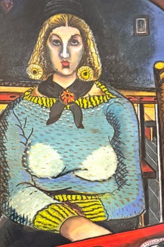 "Blonde in the Cafe", Art Deco Drawing by Italian-American Surrealist, 1933