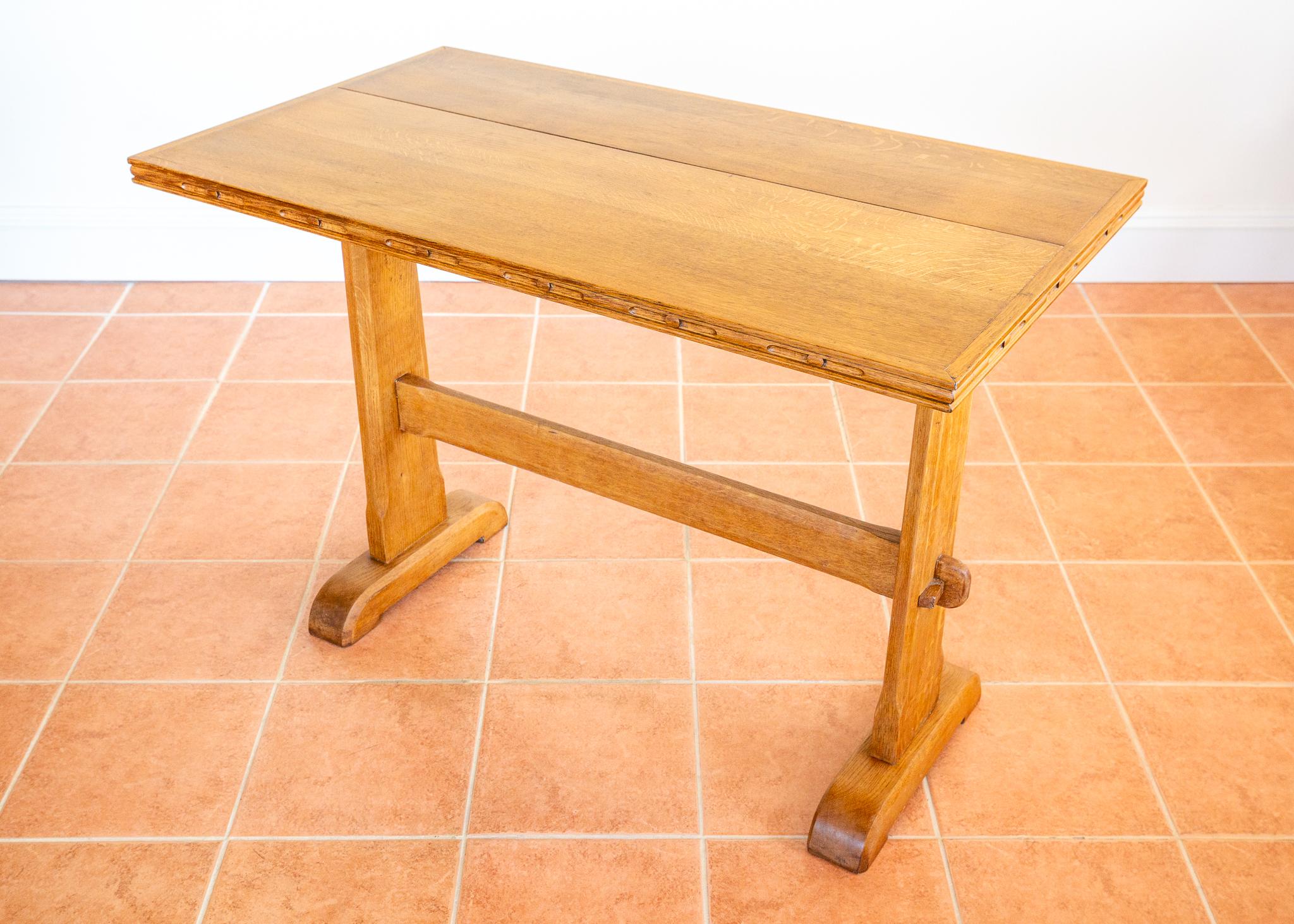 Blonde Light Oak Refectory Trestle Table Cotswold School Arts And Crafts Rustic im Angebot 4