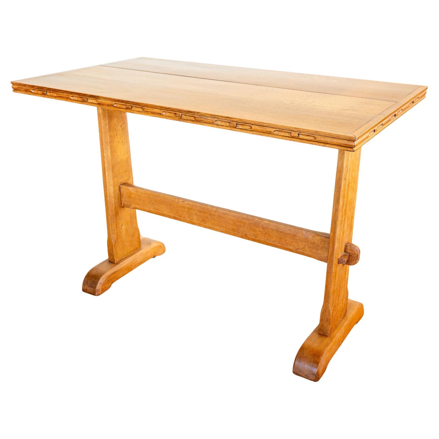 Blonde Light Oak Refectory Trestle Table Cotswold School Arts And Crafts Rustic