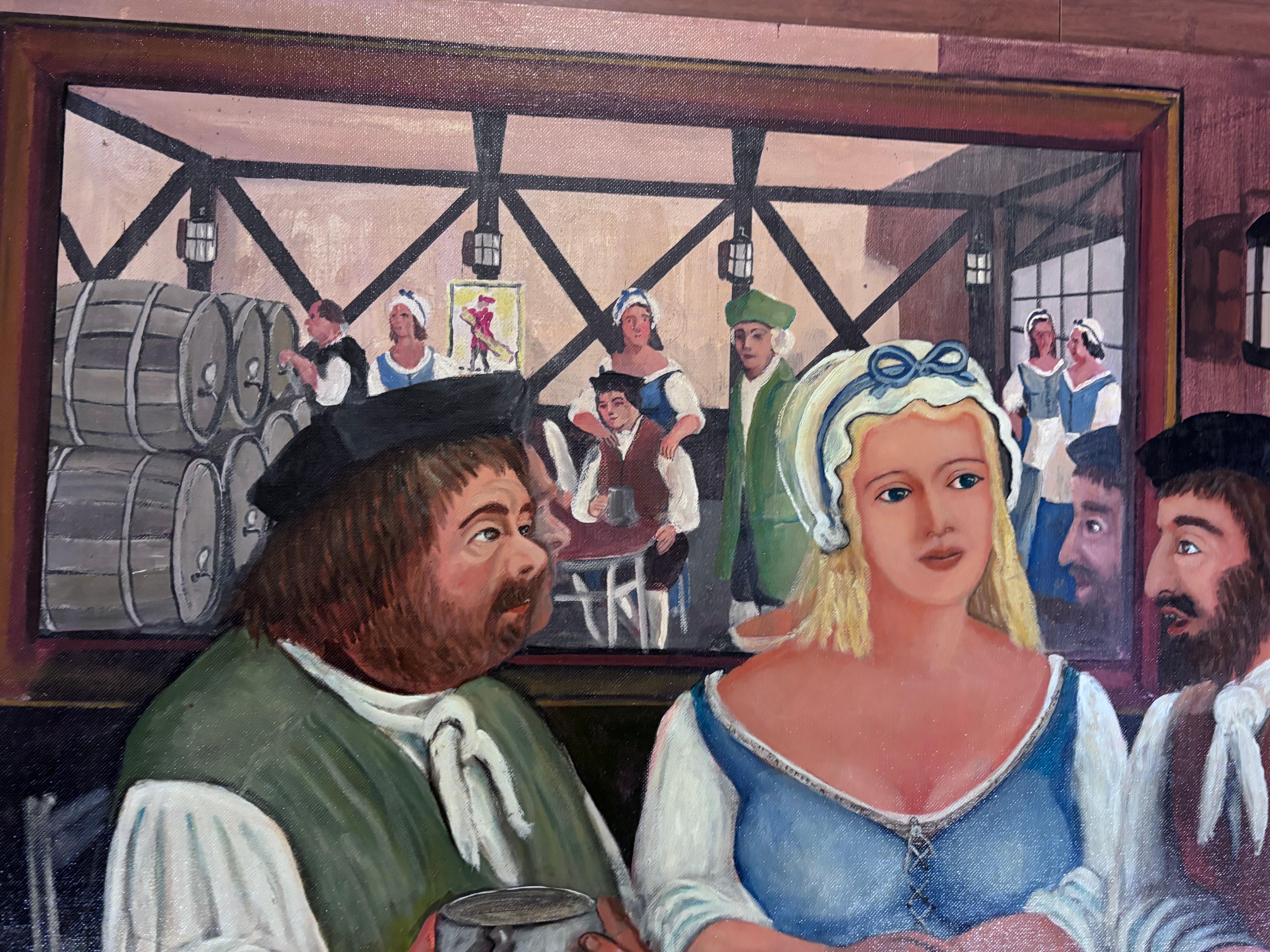 Americano La fanciulla bionda e gli amici della taverna dipingono l'artista folk outsider Gloria Laposka in vendita