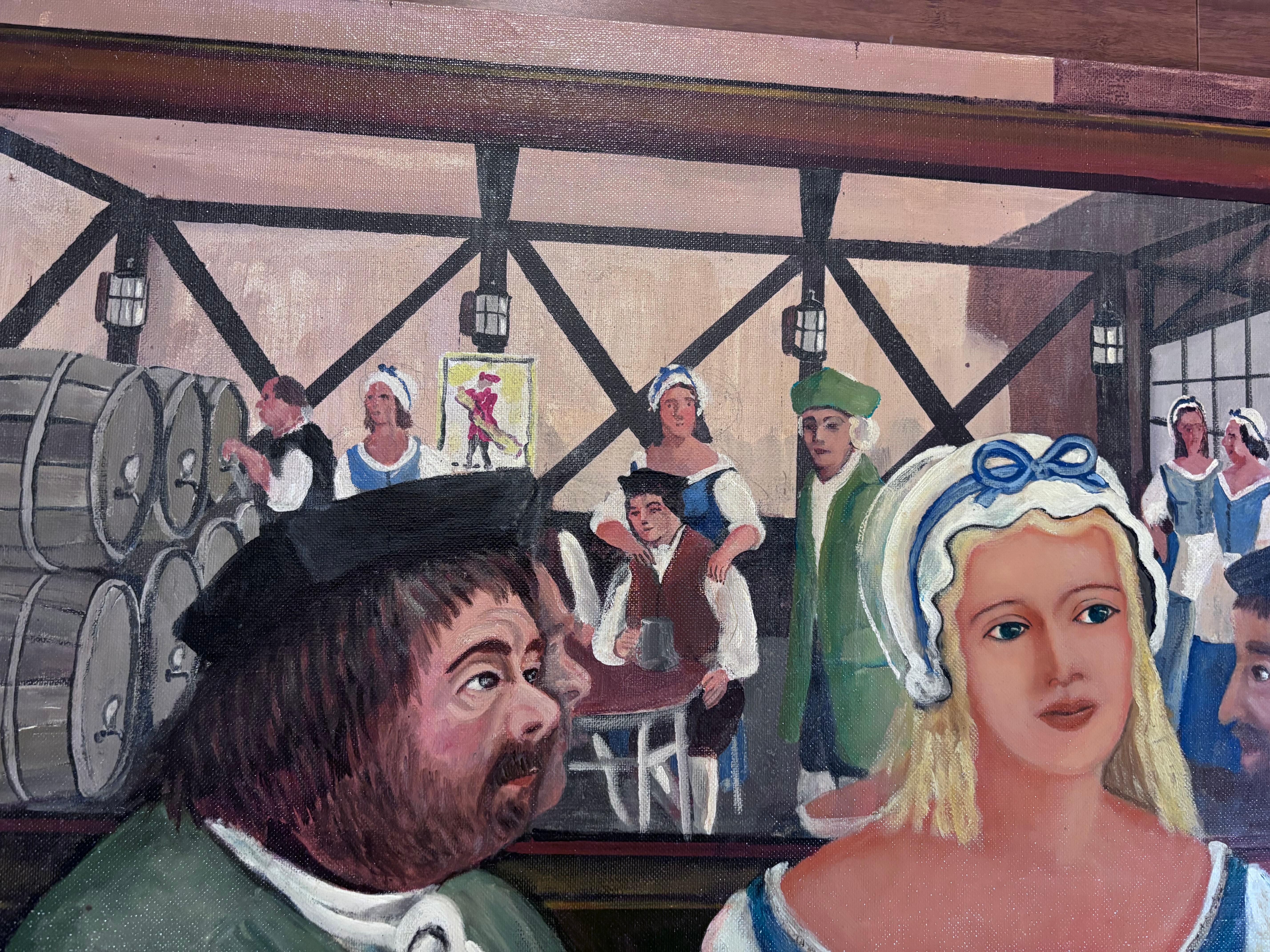 La fanciulla bionda e gli amici della taverna dipingono l'artista folk outsider Gloria Laposka In condizioni buone in vendita a South Burlington, VT