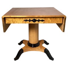 Blonde Maple and Ebony Biedermeier Style Drop Leaf Table, circa 1900