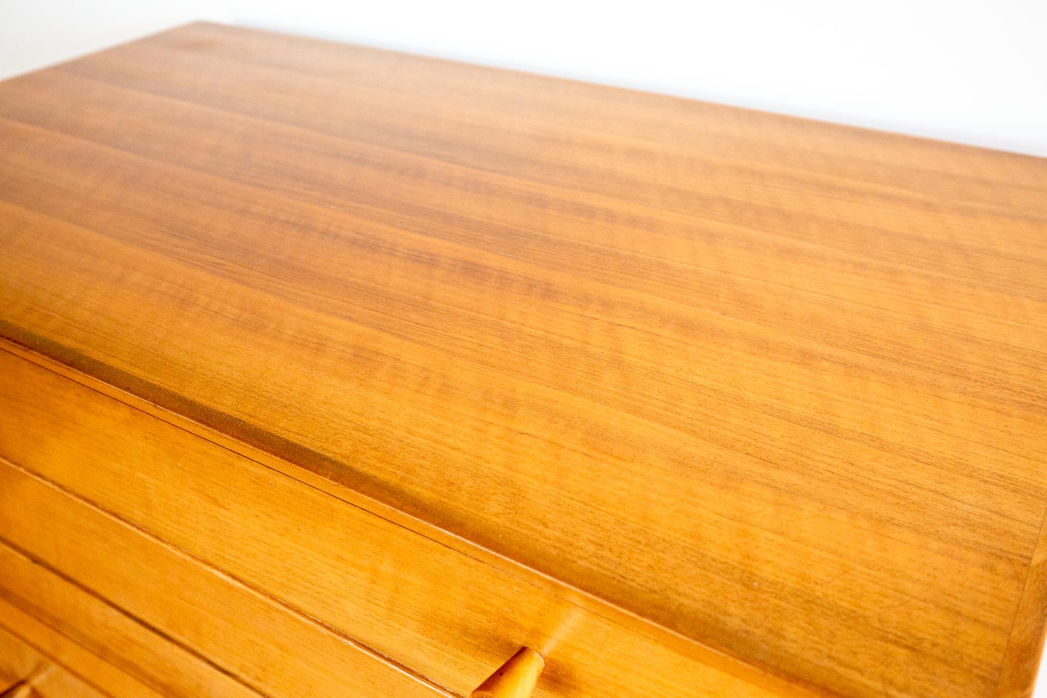 Blonde Mid Century Chest Of Drawers Tallboy Highboy Walnut Alfred Cox Heals 1960 For Sale 3