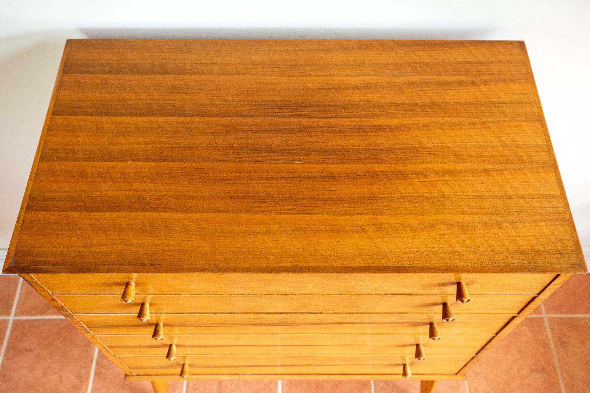 Blonde Mid Century Chest Of Drawers Tallboy Highboy Walnut Alfred Cox Heals 1960 For Sale 9