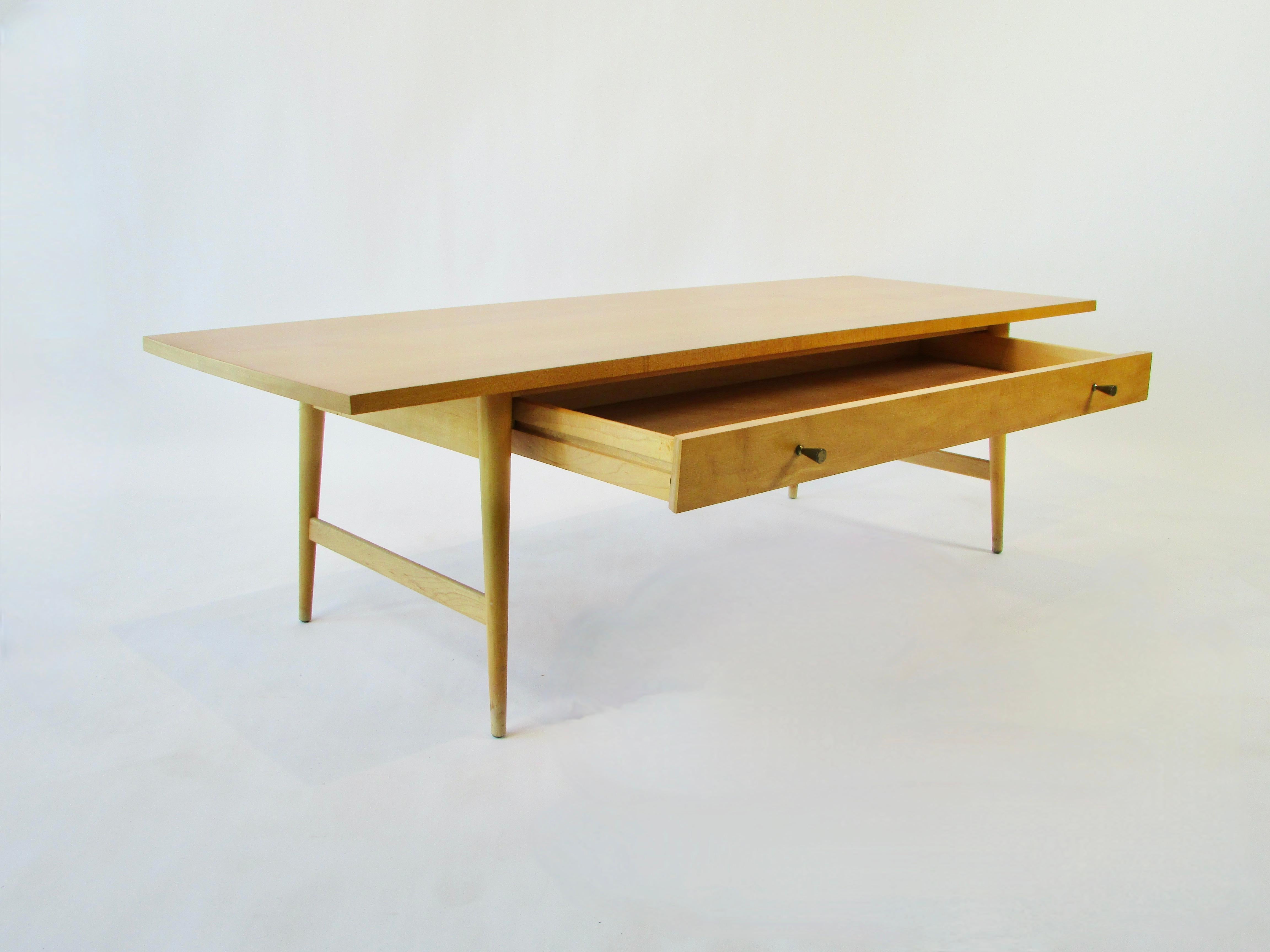 Mid-Century Modern Blonde Paul McCobb Planner Group for Winchendon Cocktail Table with Drawer For Sale