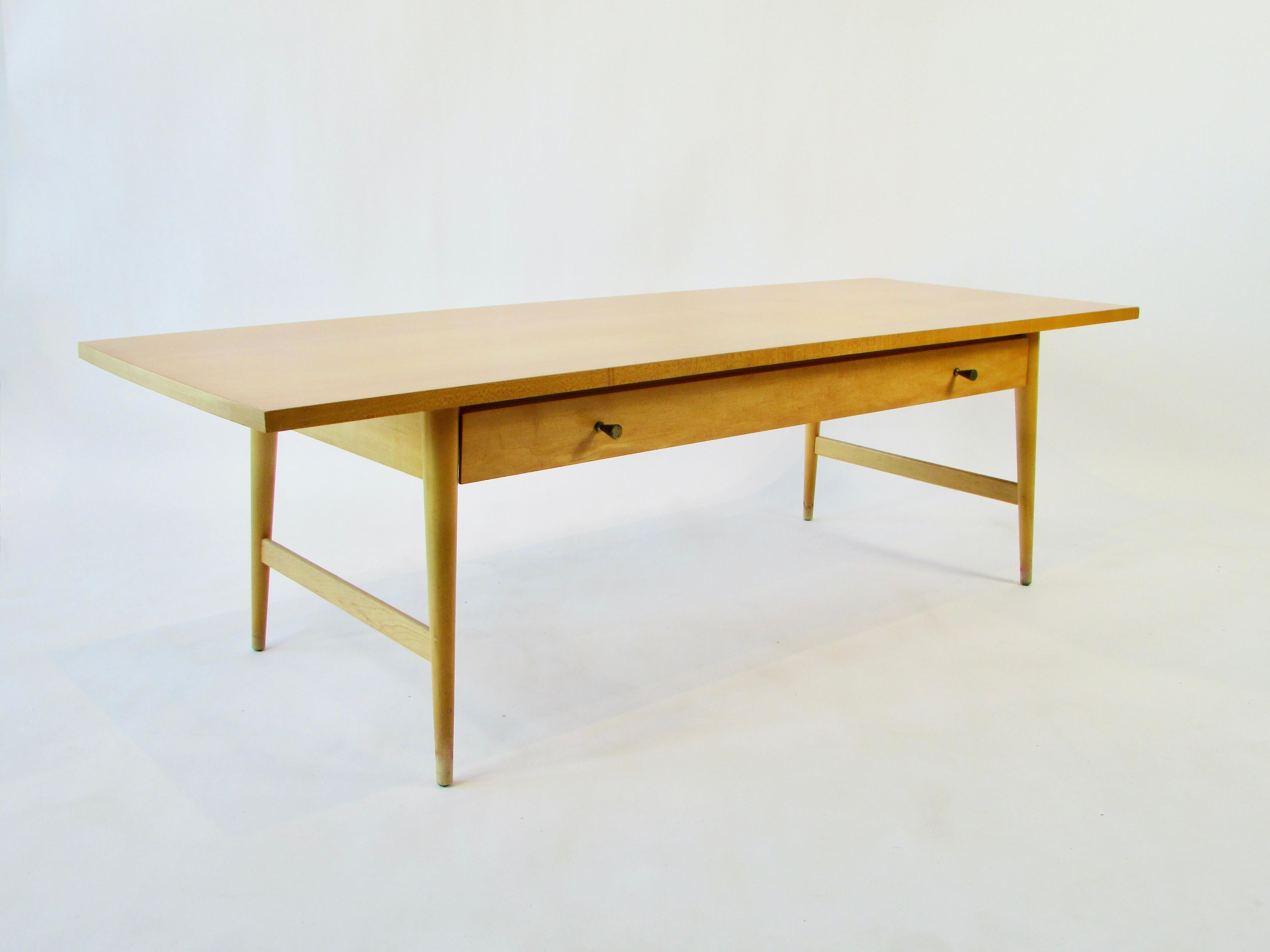 Maple Blonde Paul McCobb Planner Group for Winchendon Cocktail Table with Drawer For Sale