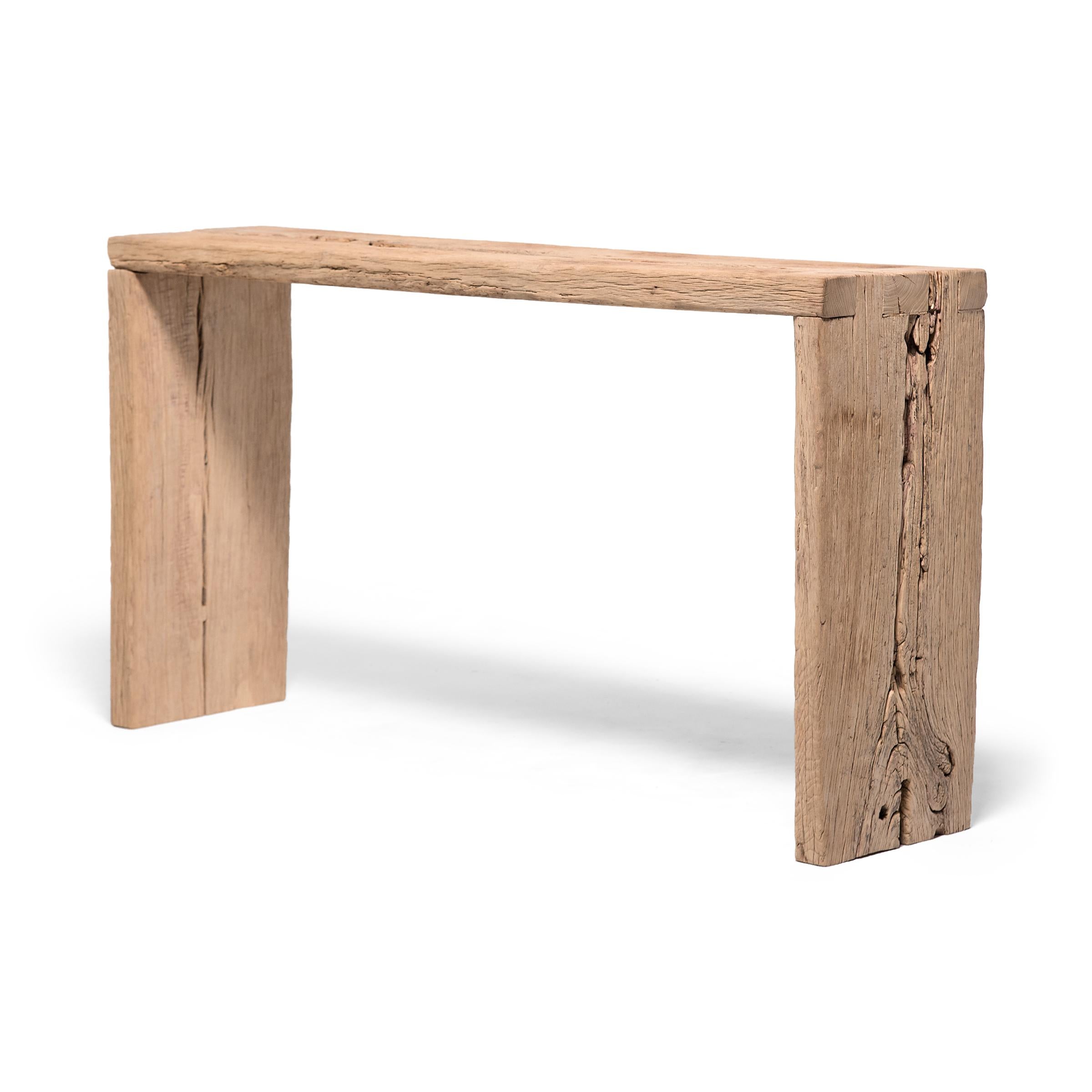 blonde wood console table