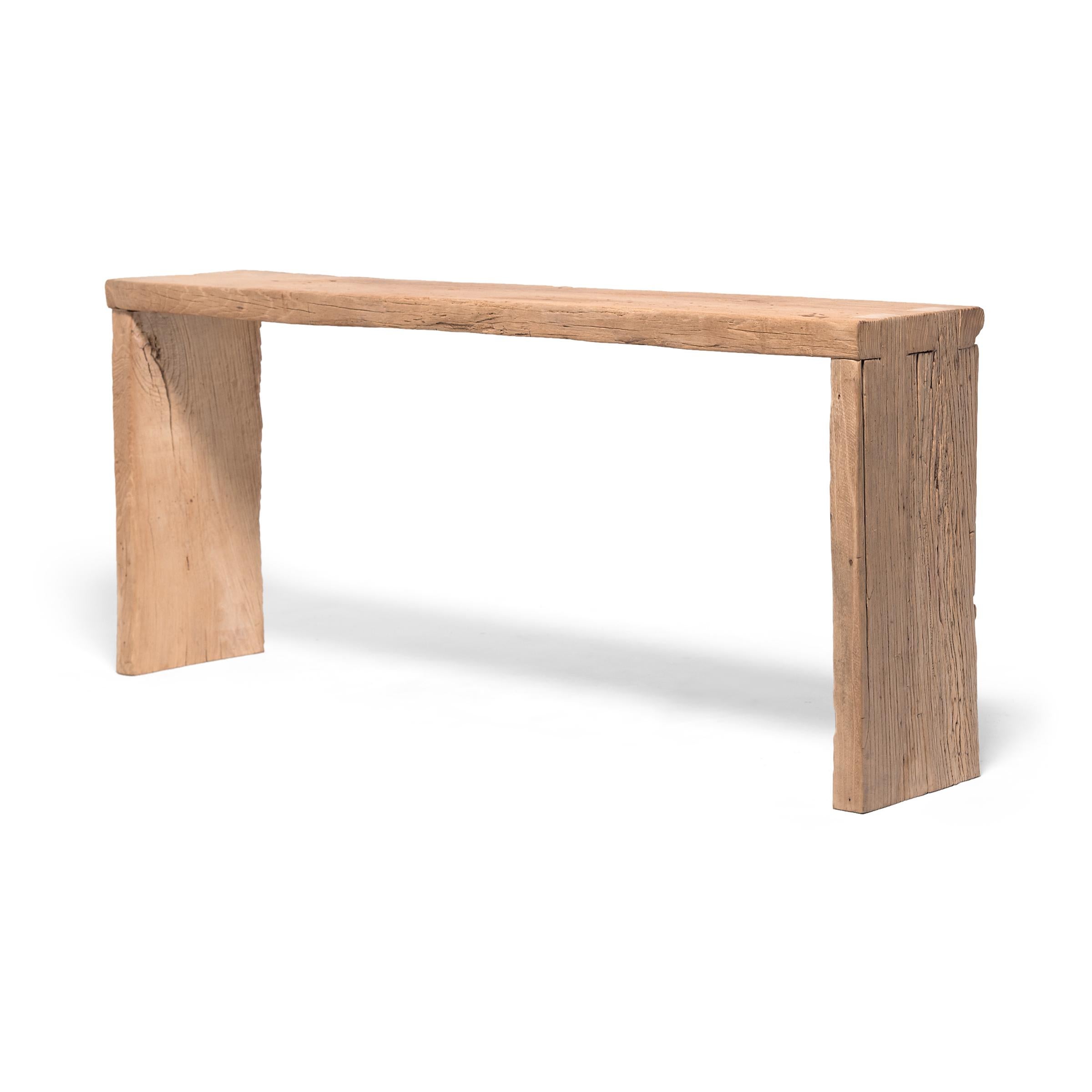 blonde wood console table