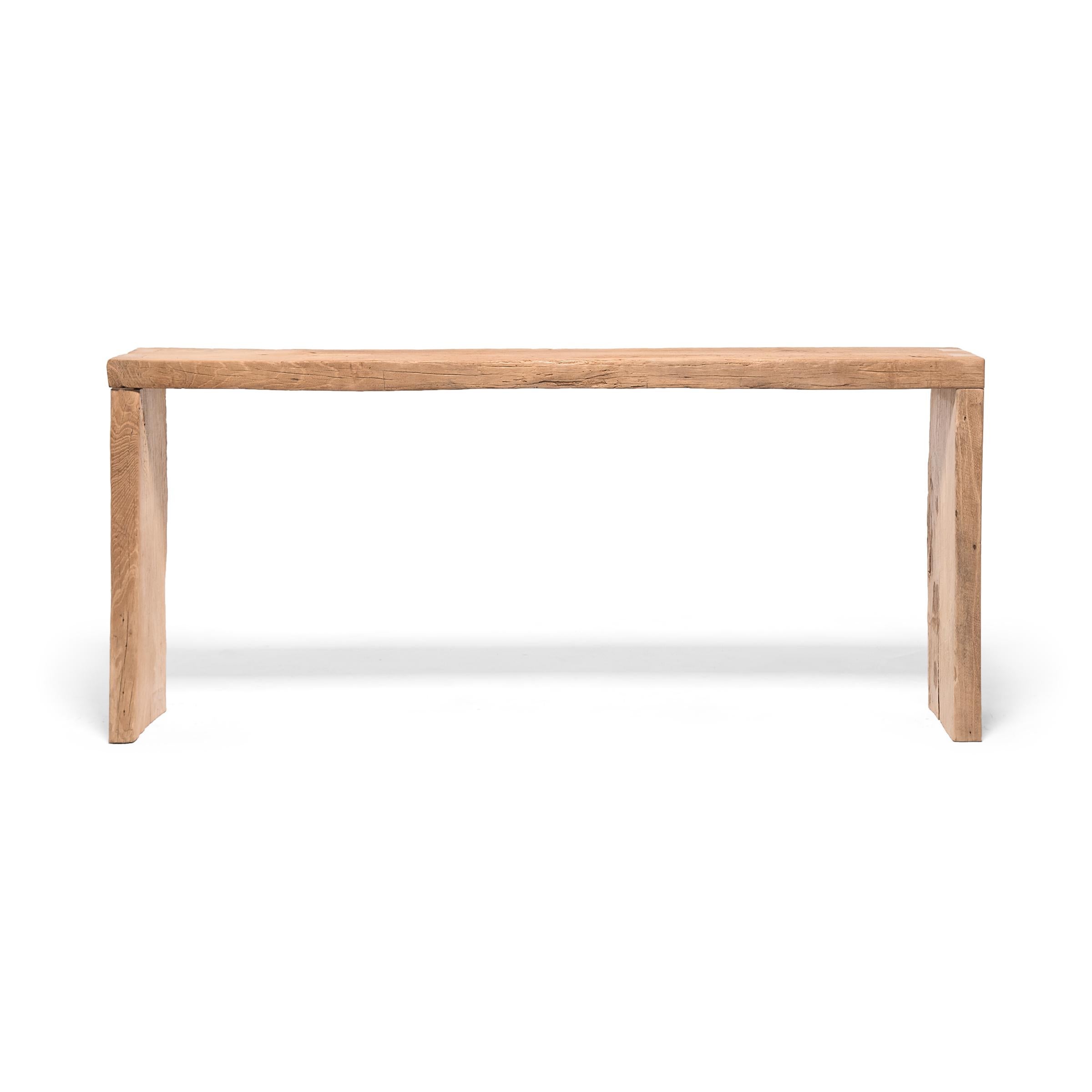 wooden waterfall console table