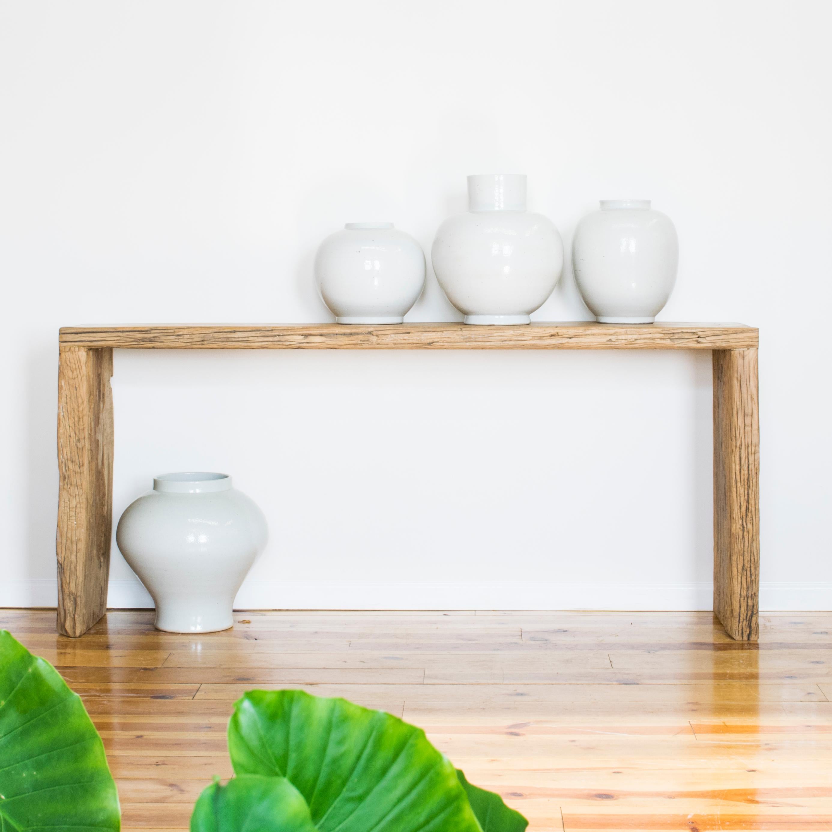 Reclaimed Wood Blonde Reclaimed Elm Waterfall Console Table