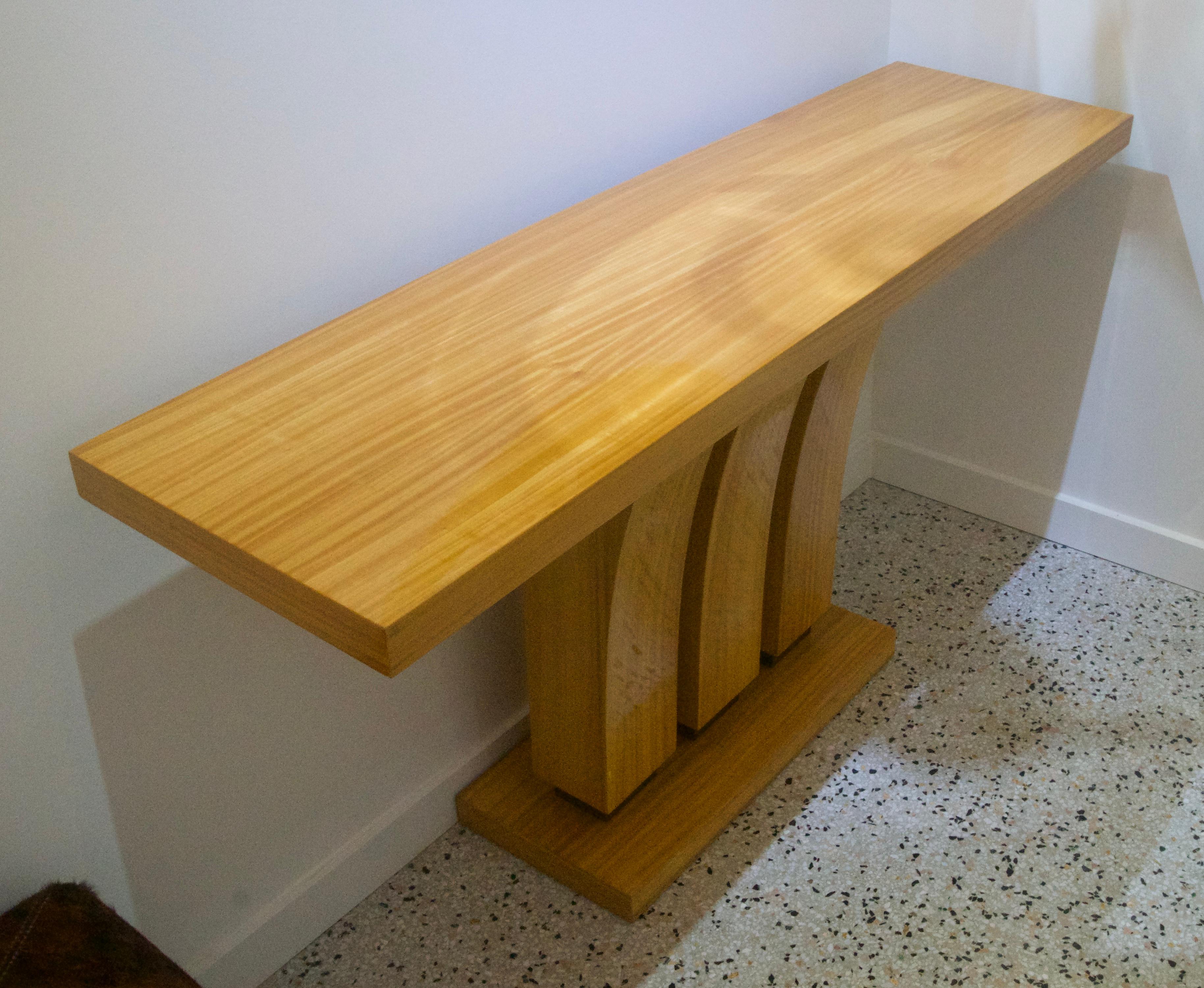 Art Deco Blonde Satin Wood Console Table