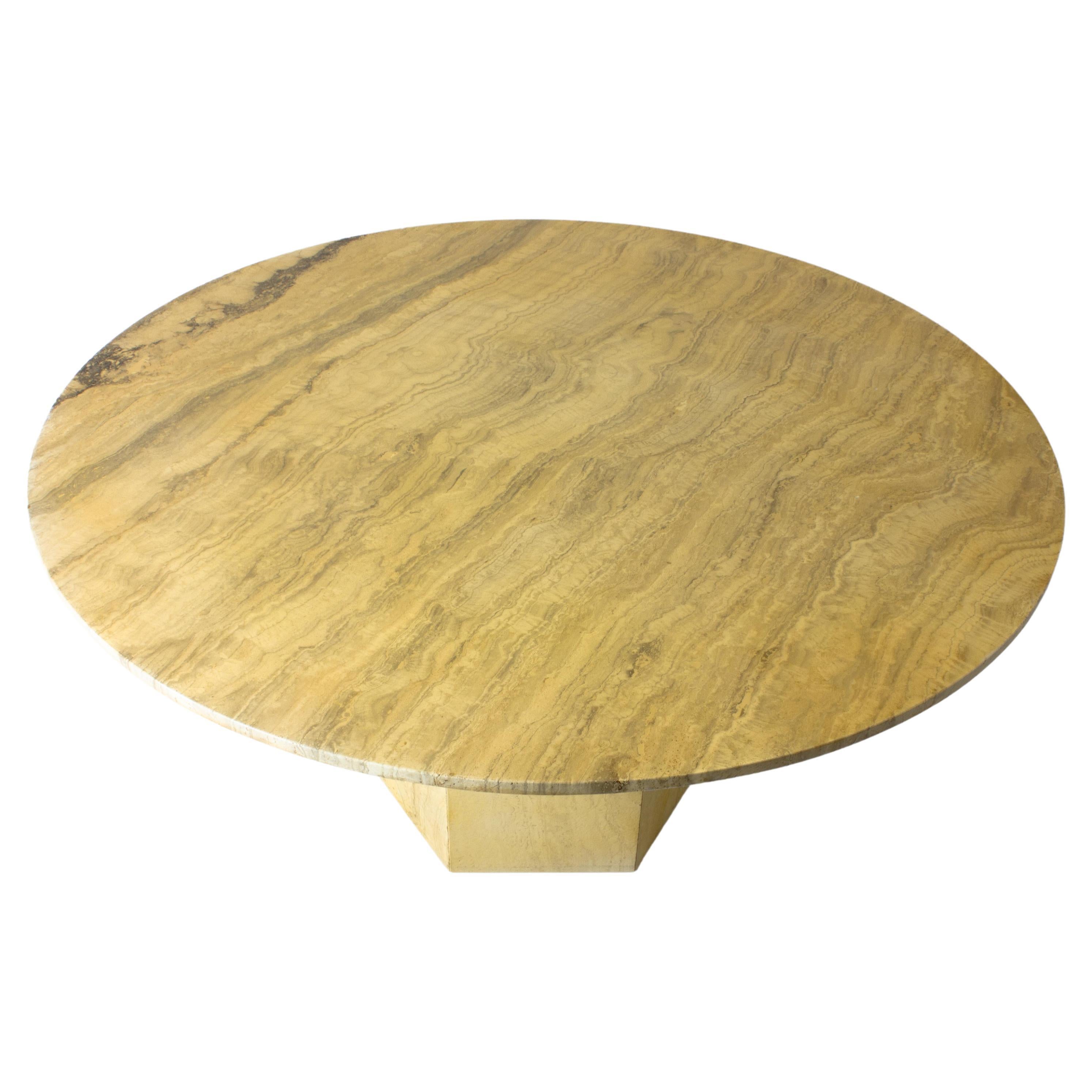 Blonde Travertine Dining Table, Italy 1970s