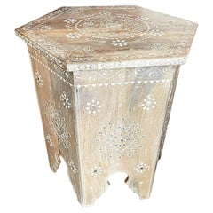 Vintage Blonde Wood Decorative Side Table