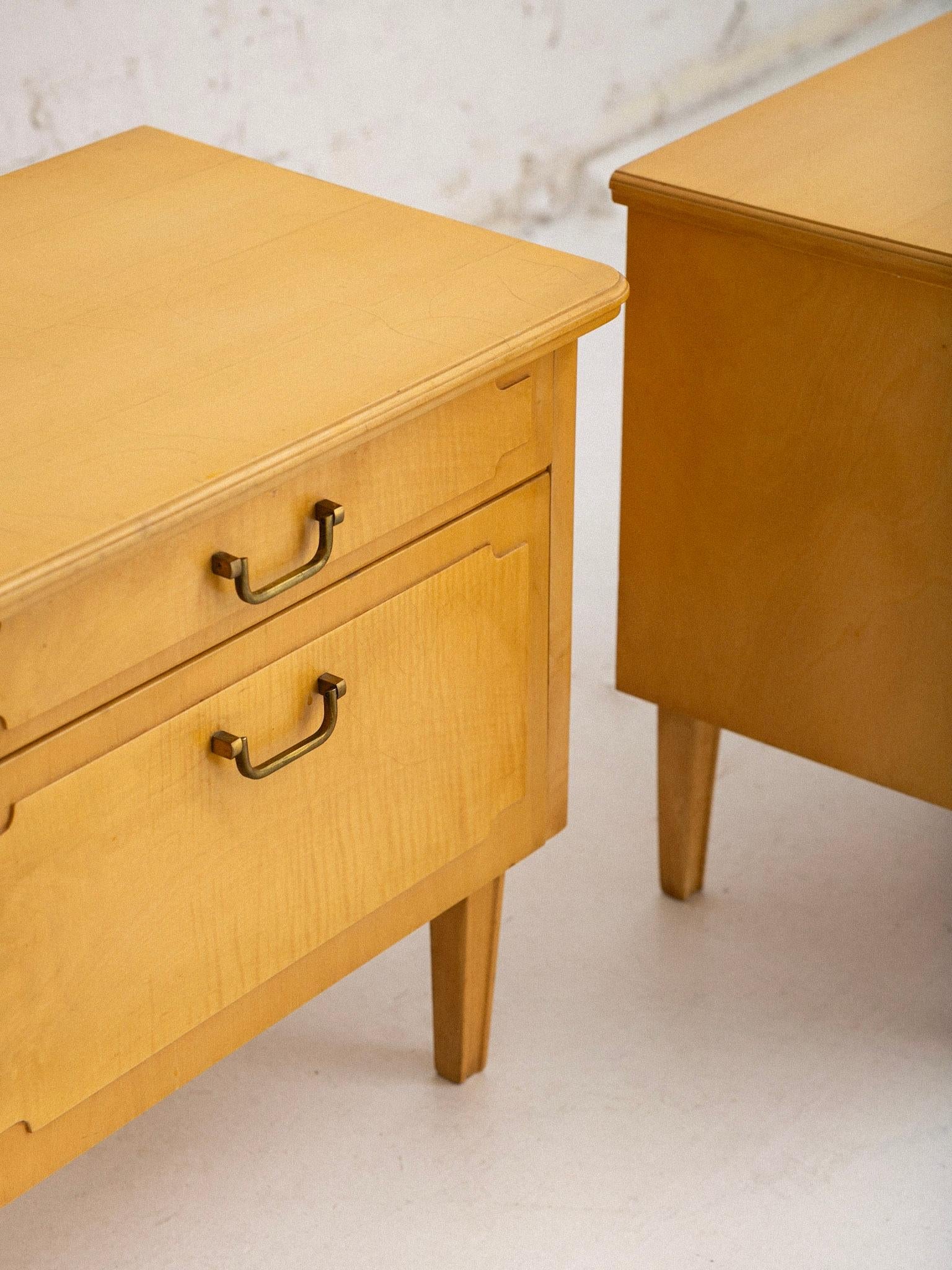 Blonde Wood Drop Front Nightstands, a Pair 2