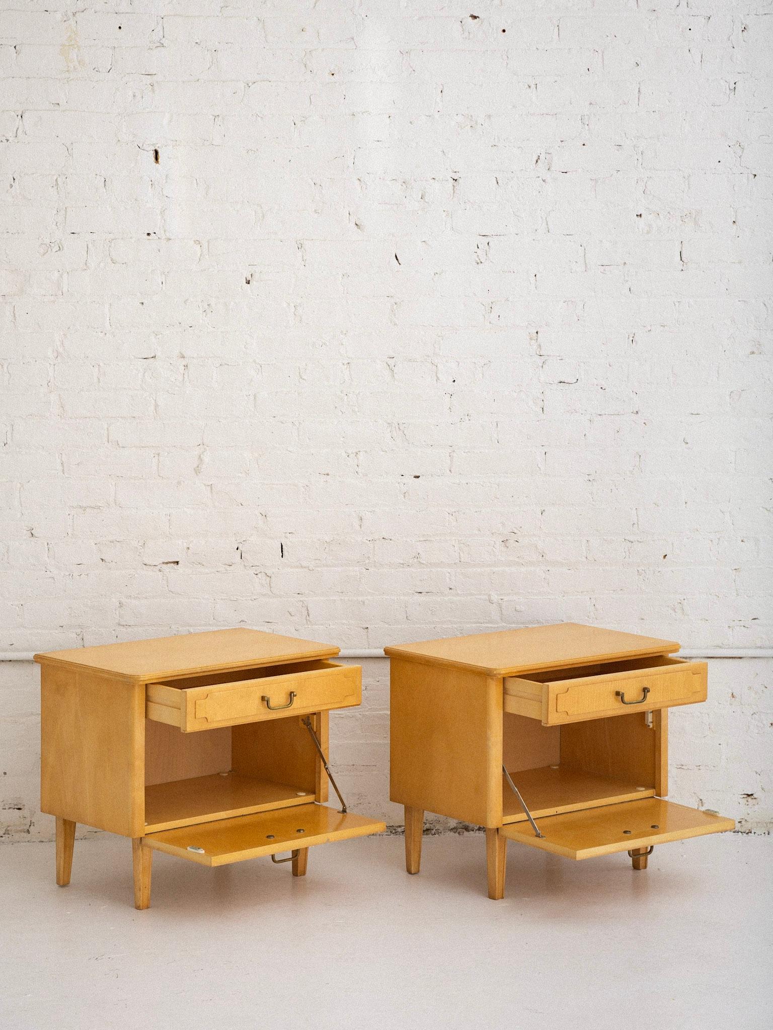 blonde wood nightstand