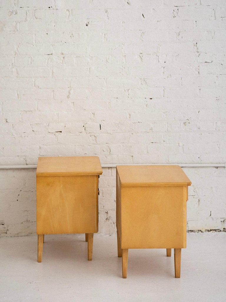 Blonde Wood Drop Front Nightstands, a Pair For Sale at 1stDibs