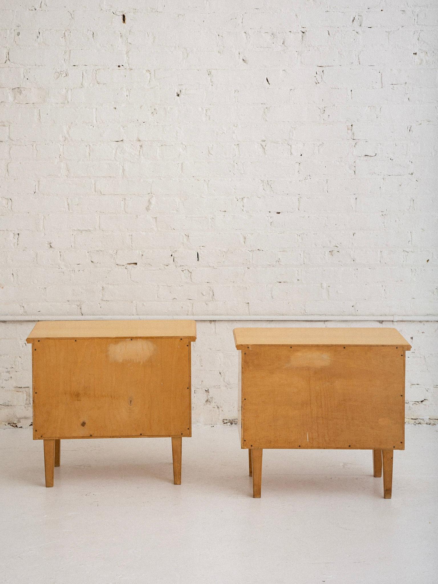 Blonde Wood Drop Front Nightstands, a Pair In Good Condition In Brooklyn, NY
