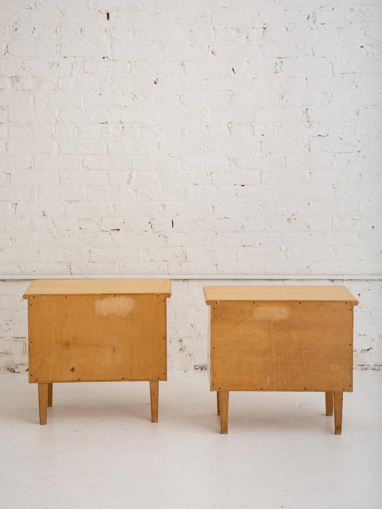 Blonde Wood Drop Front Nightstands, a Pair For Sale at 1stDibs