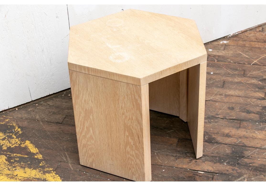 Mid-Century Modern Blonde Wood Hexagonal End Table By Jay Spectre for Restoration For Sale