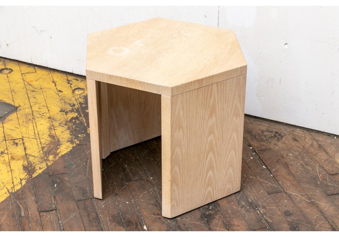 American Blonde Wood Hexagonal End Table By Jay Spectre for Restoration For Sale
