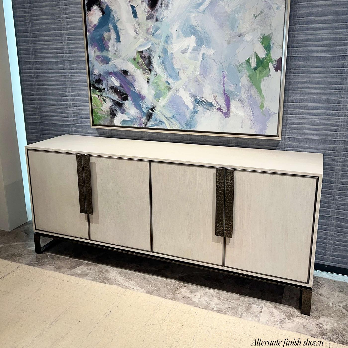 Contemporary Blonde Wood Industrial Media Cabinet For Sale