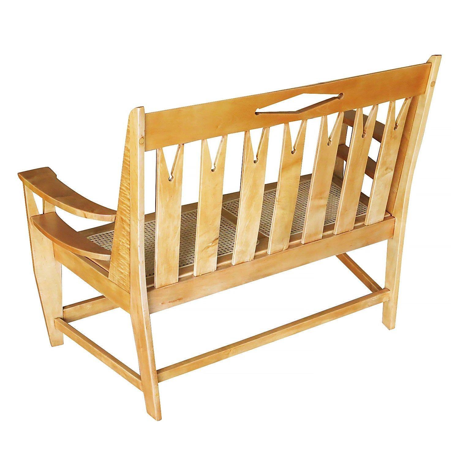 Post-Modern Blonde Wood Sofa with Clothespin Shaped Accents In The Style of Stickley For Sale