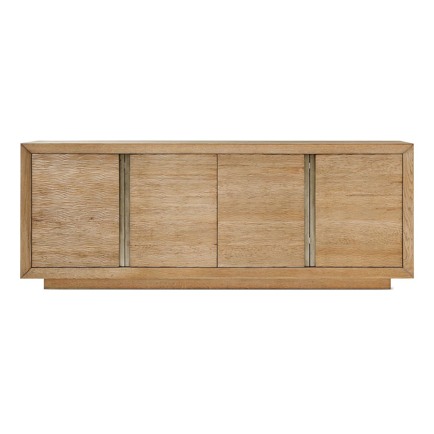Vietnamese Blonde Wooden Organic Modern Media Cabinet For Sale