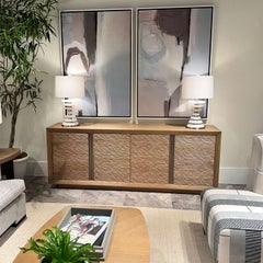 Blonde Wooden Organic Modern Media Cabinet