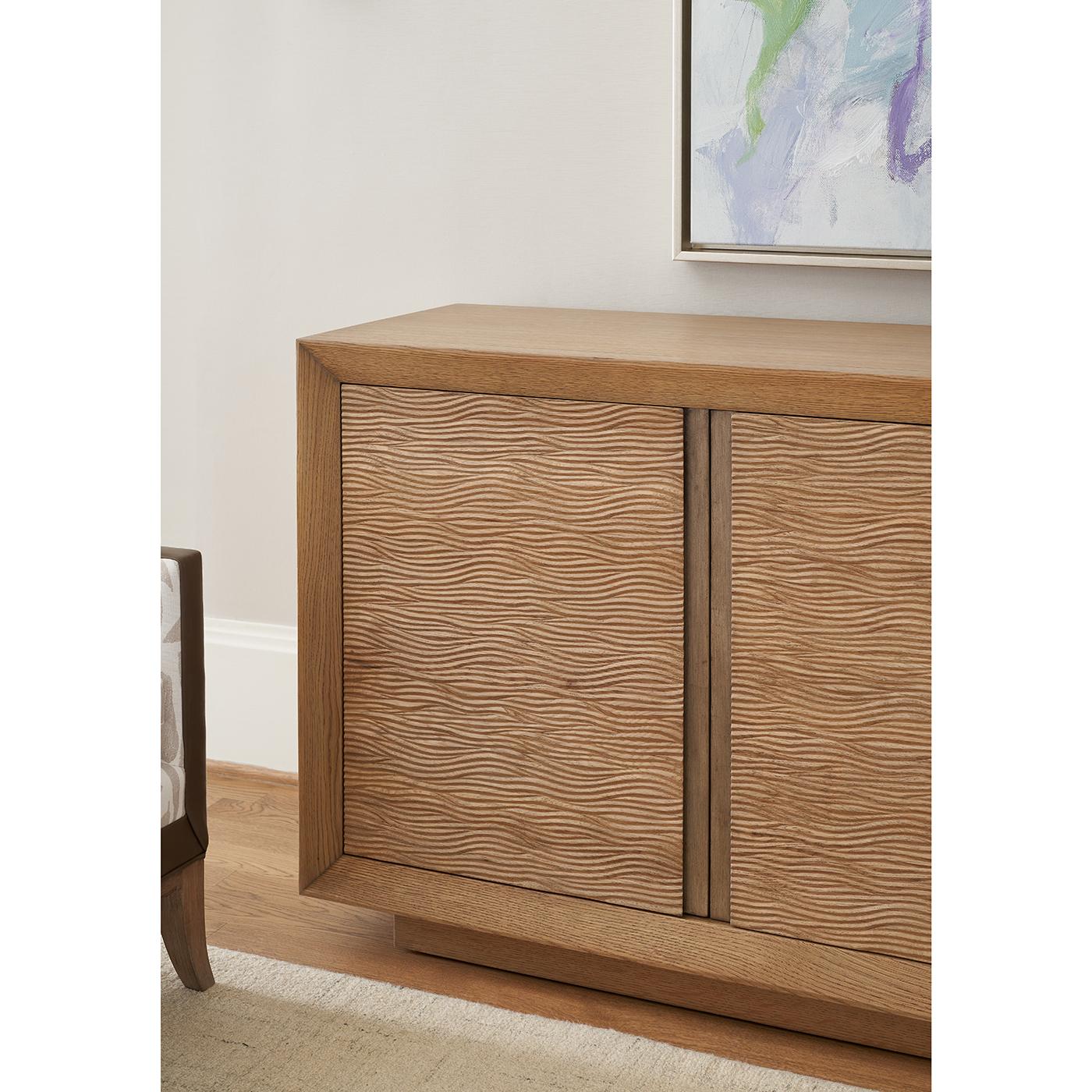 Contemporary Blonde Wooden Organic Modern Media Cabinet For Sale