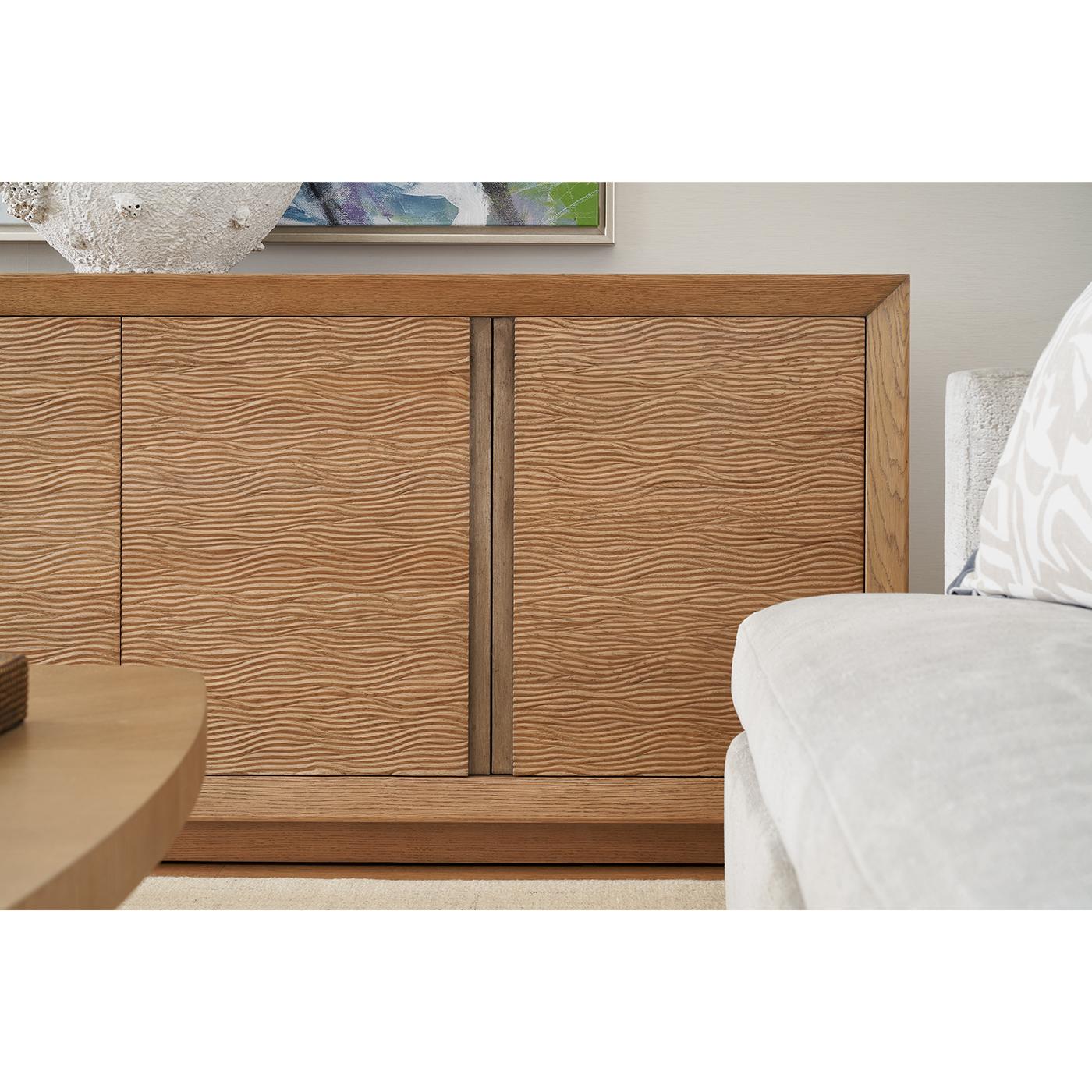 Blonde Wooden Organic Modern Media Cabinet For Sale 1