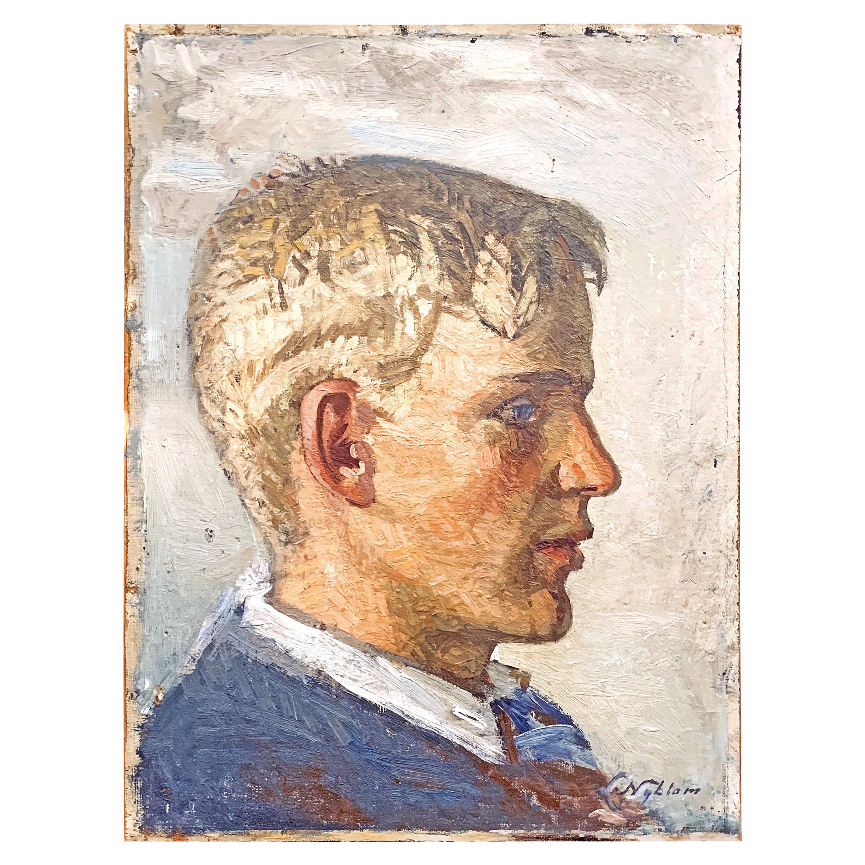 "Blonde Youth, " Impressionist Portrait of Staffan Nyblom by Swedish Painter For Sale