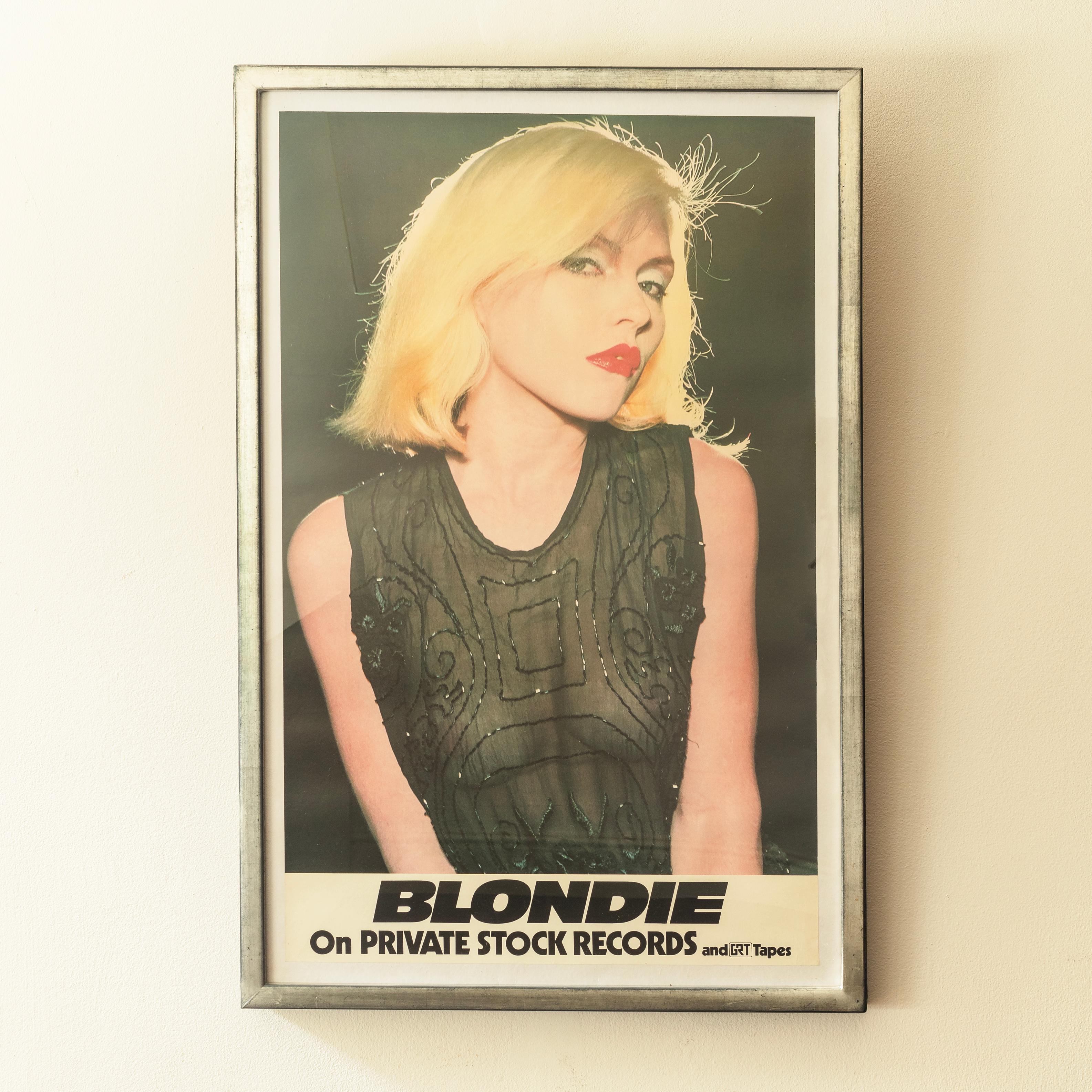A rare poster of Debbie Harry. Reportedly Debbie Harry was livid when Private Stock printed a promotional poster featuring her in a see-through blouse, the poster was withdrawn from circulation, “It’s not selling us in the right way”, resulting in