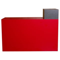 Blood Drawing Bench / Side Table in Cherry Red & Gray Asphalt, Made in Brooklyn