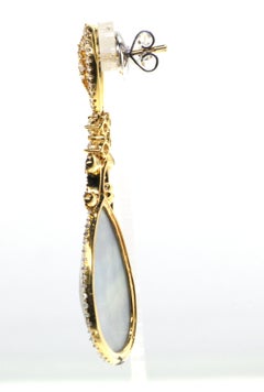 Blood Jasper Quartz Doublet Dangle Earrings in 18K Yellow Gold