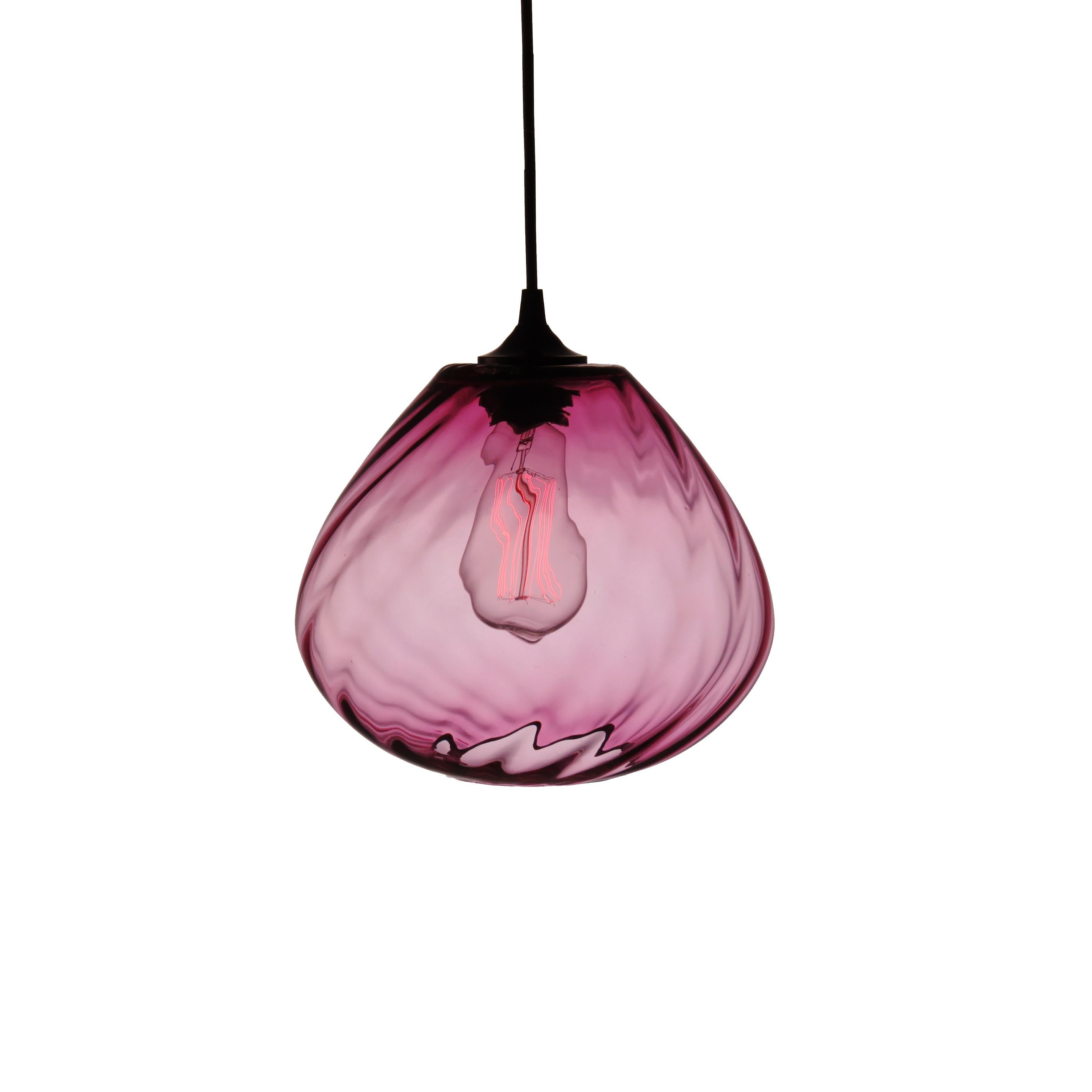 Blown Glass Blood-Red Contemporary Hand Blown Optical Pendant Lamp For Sale