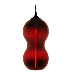 Blood Red Contemporary Organic Archtiectural Hand Blown Pendant Lamp